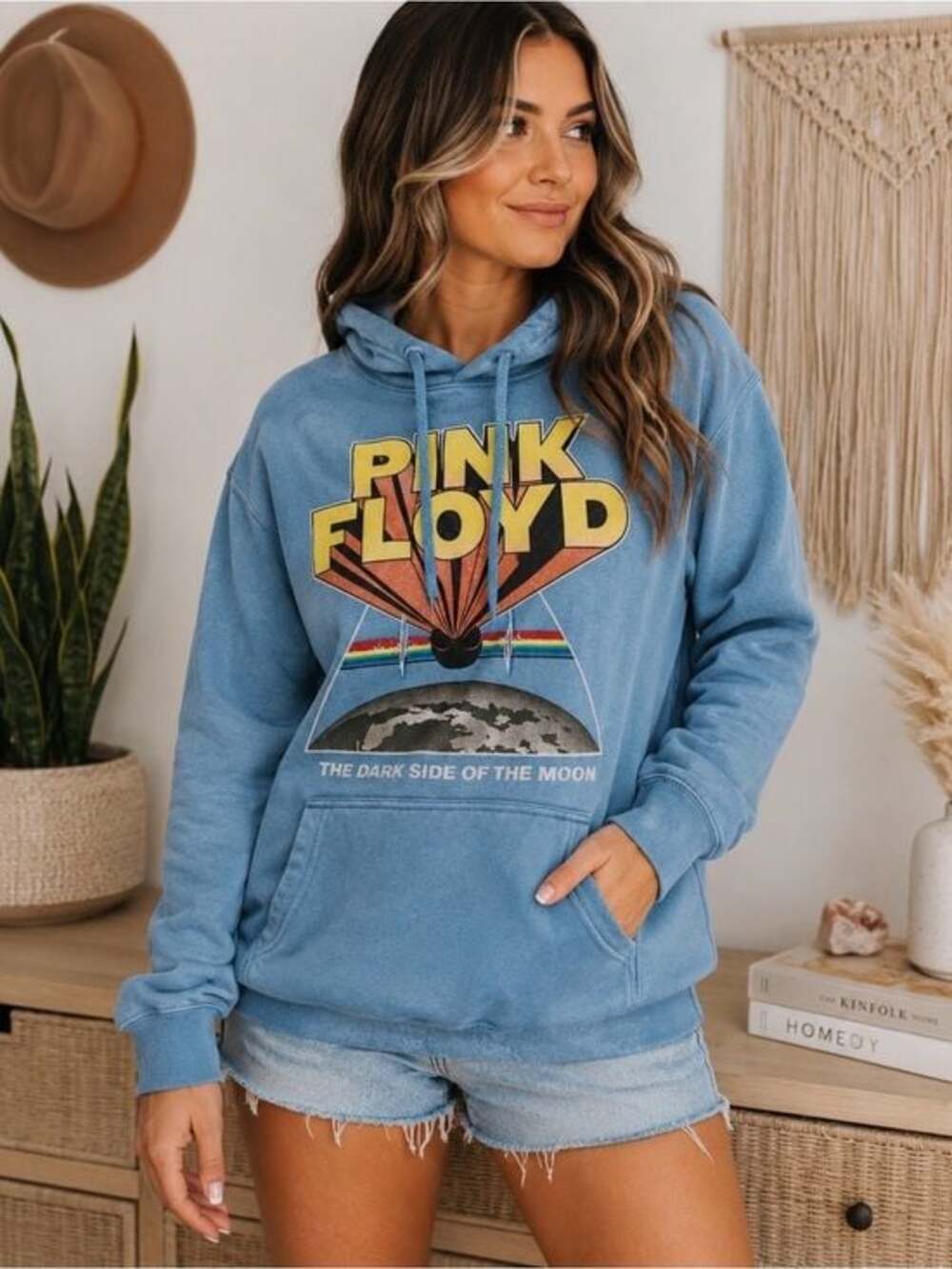 Pink Floyd Dark Side of the Moon Blue Graphic Hoodie XS NWT